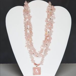 Stunning Rose Quartz layers necklace with pendant